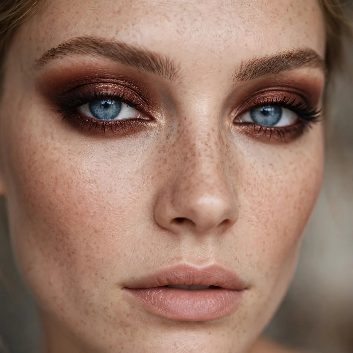 Mahogany smokey eyeshadow rich and deep on blue eyes