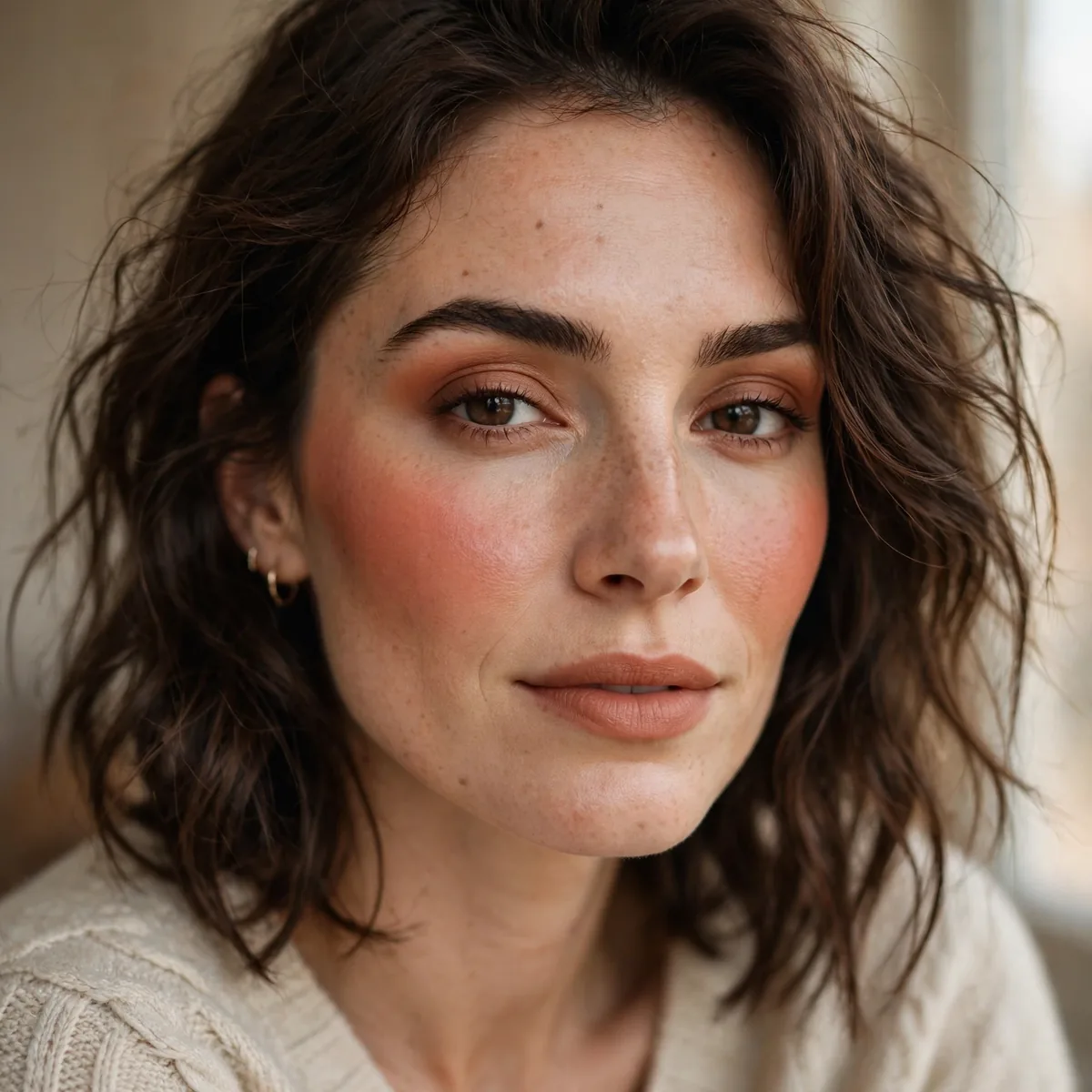 Rust toned blush warming the cheeks for fall