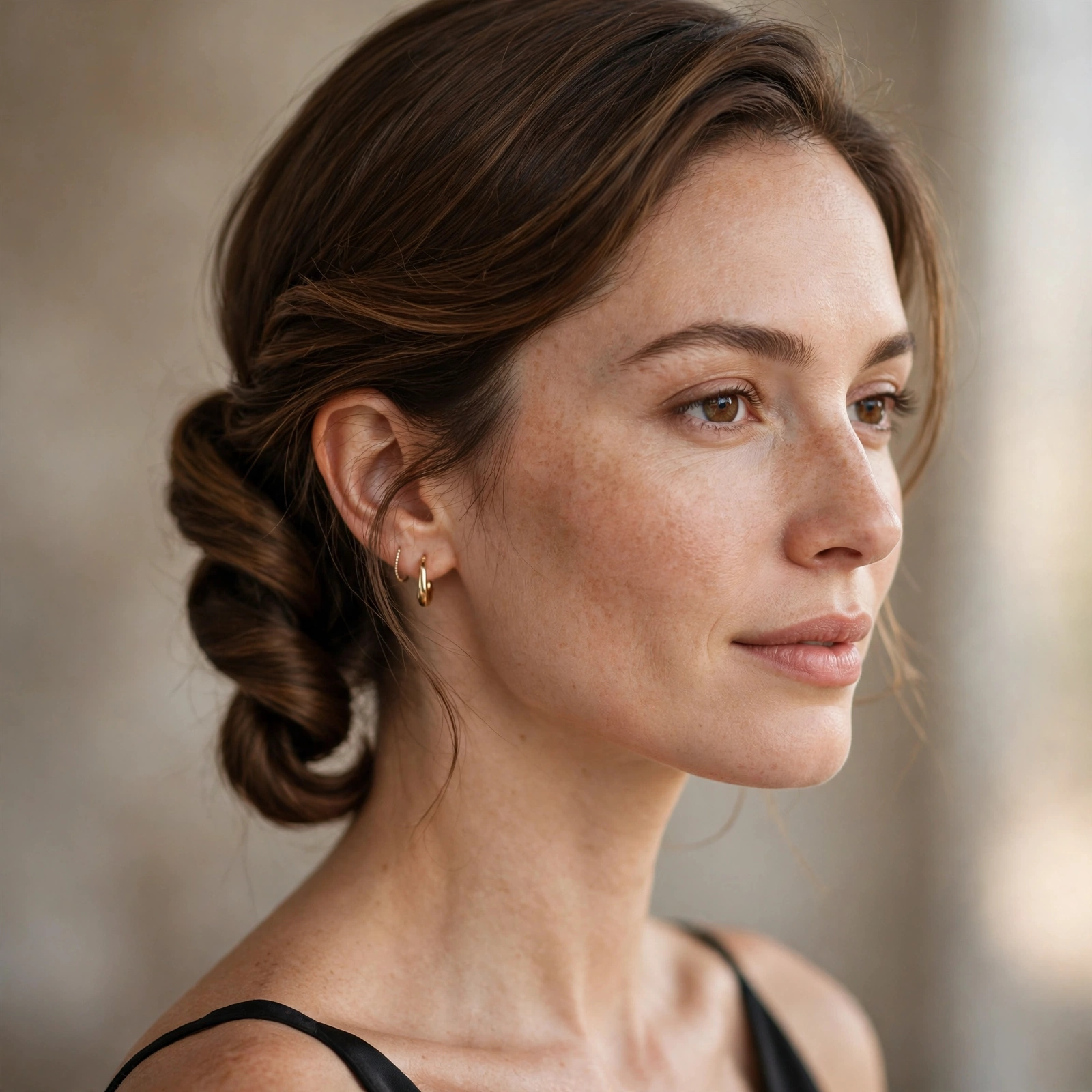 Low French twist sitting at the nape