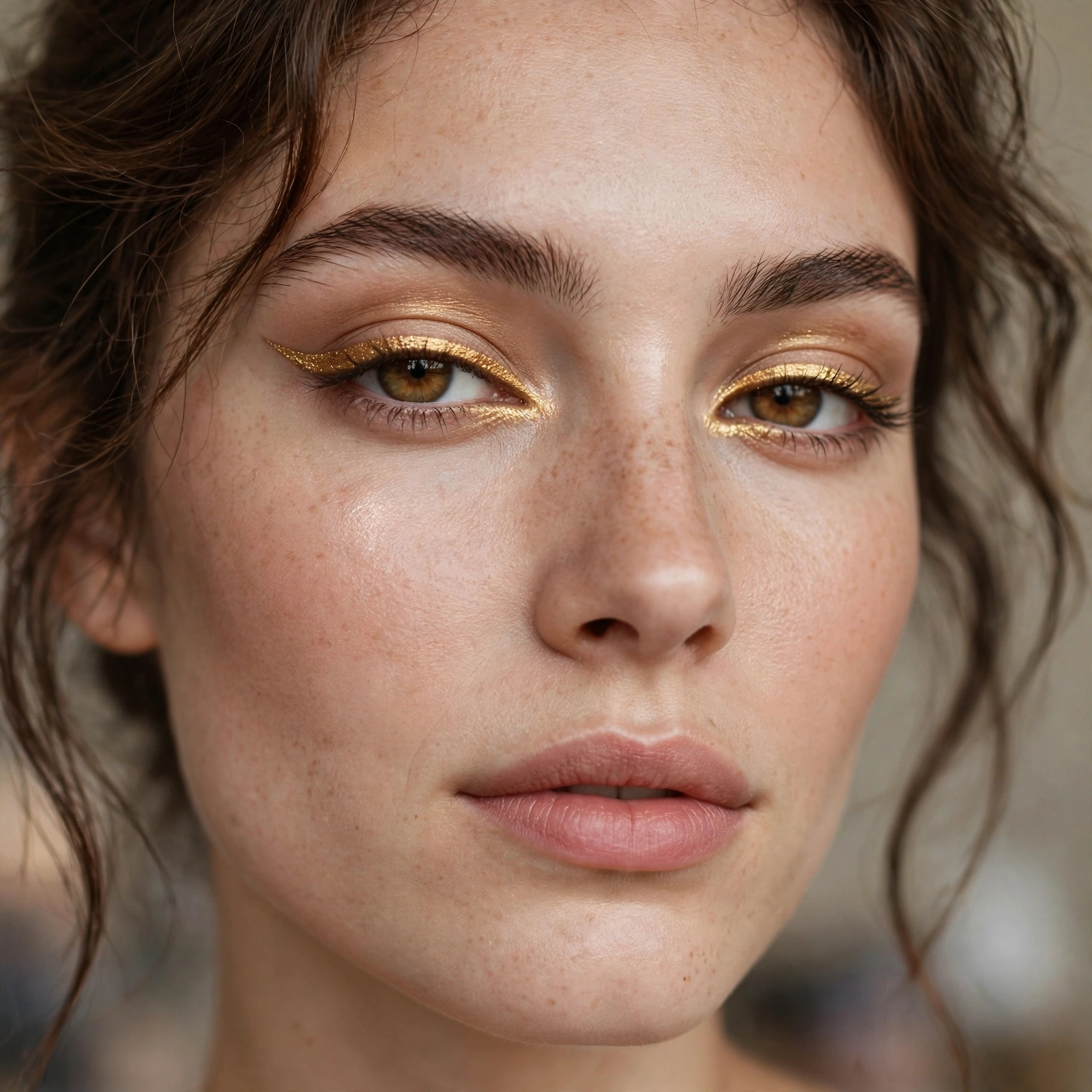 Gold eyeliner makeup look
