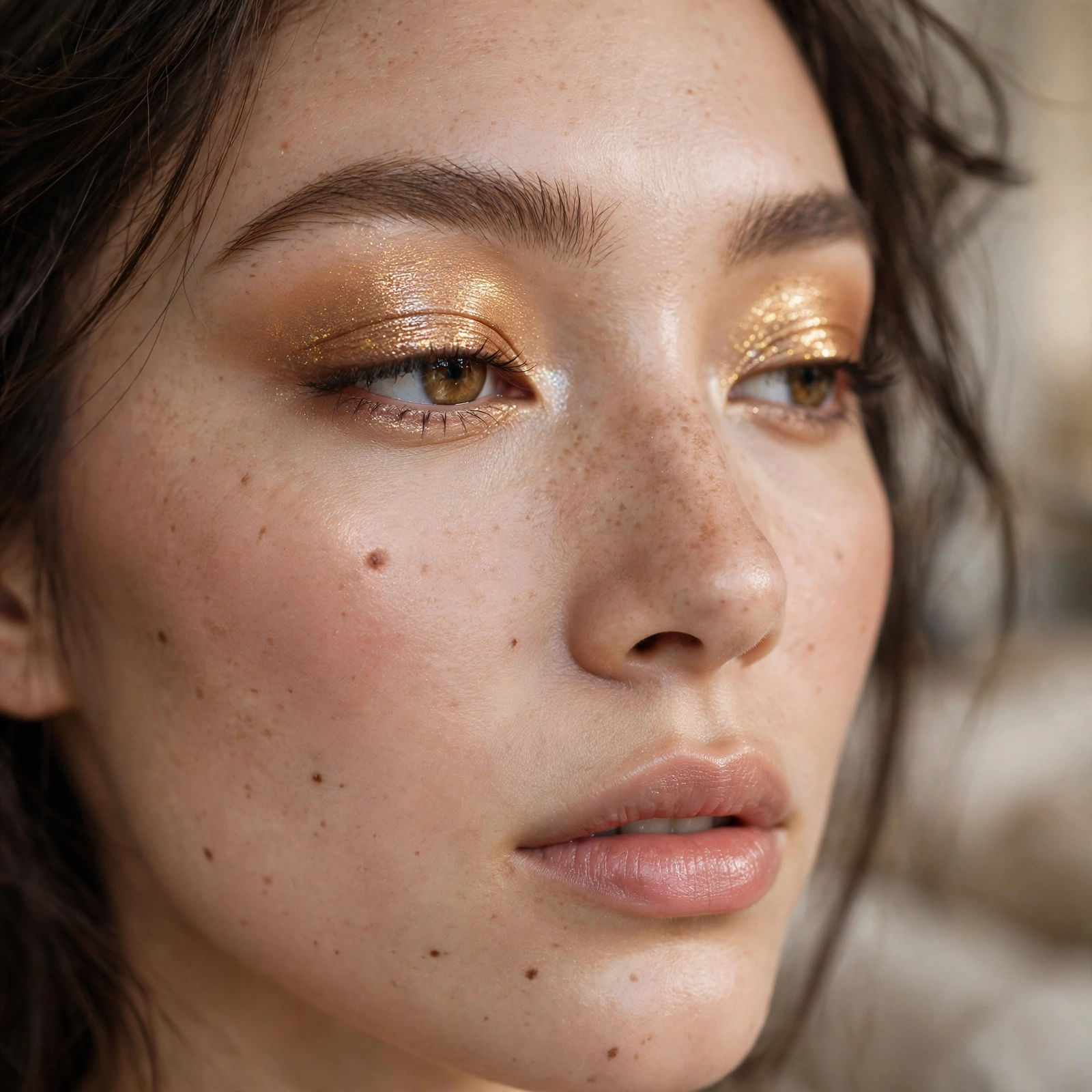 Shimmering topaz eyeshadow look