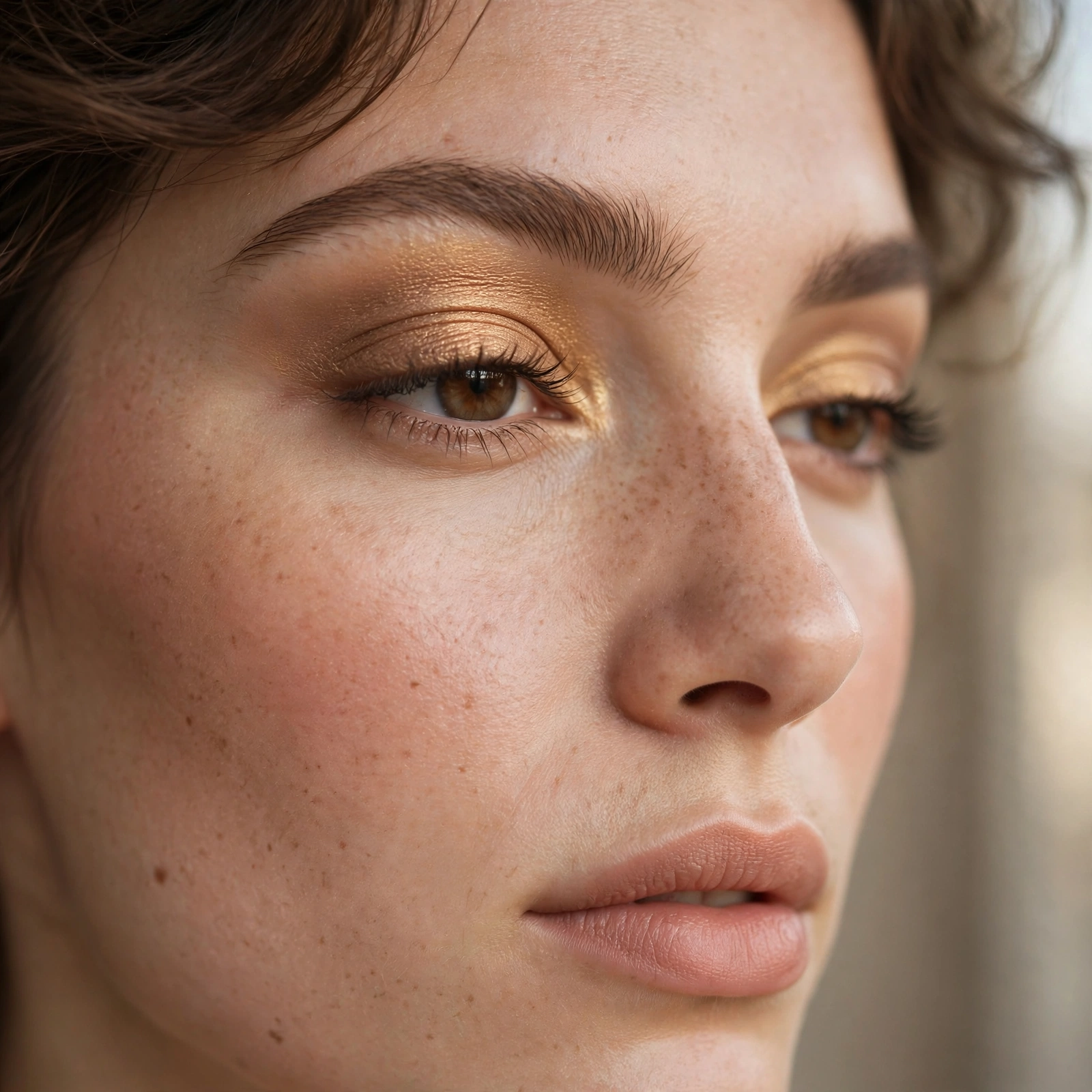 Warm gold eyeshadow in crease