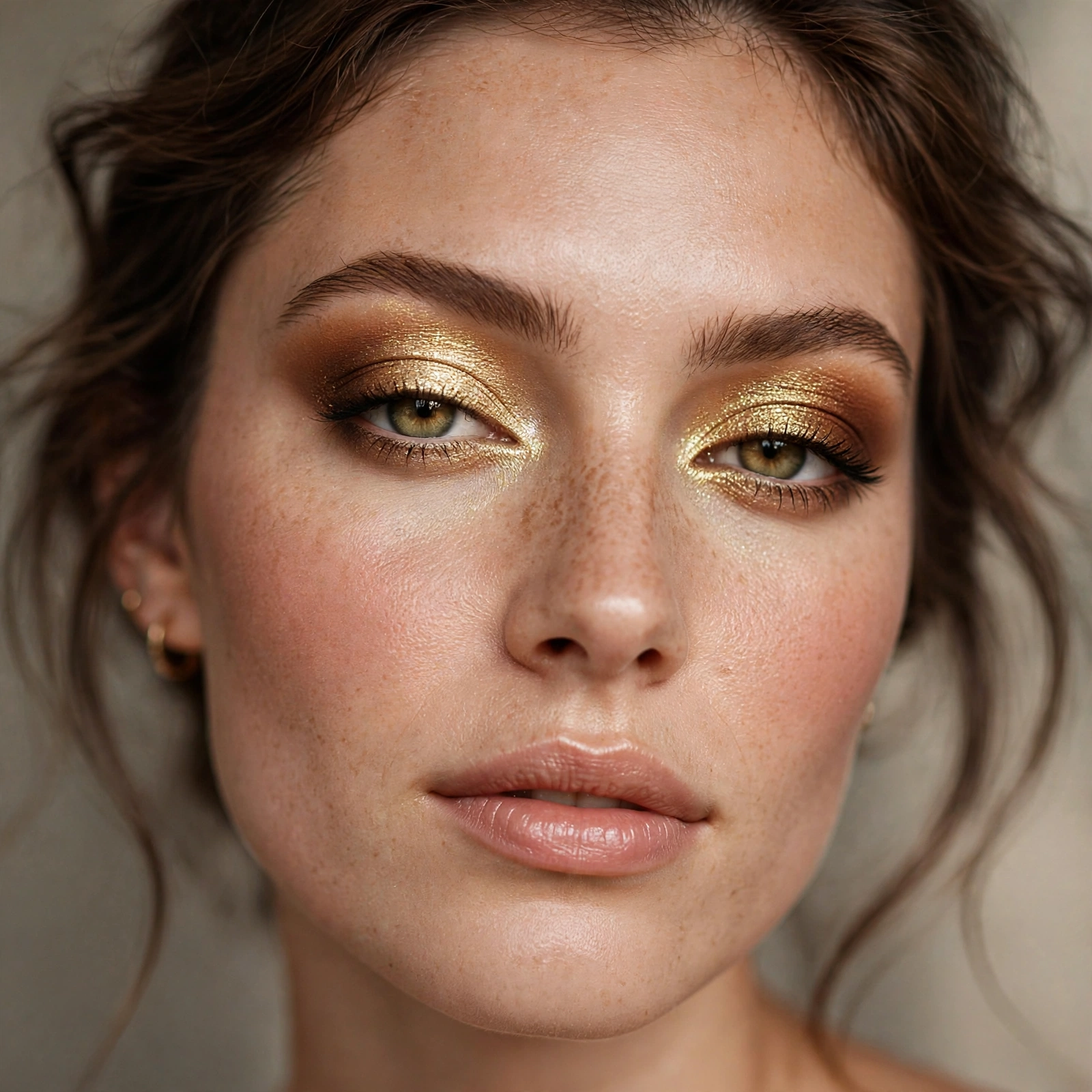 Two-tone gold eyeshadow look