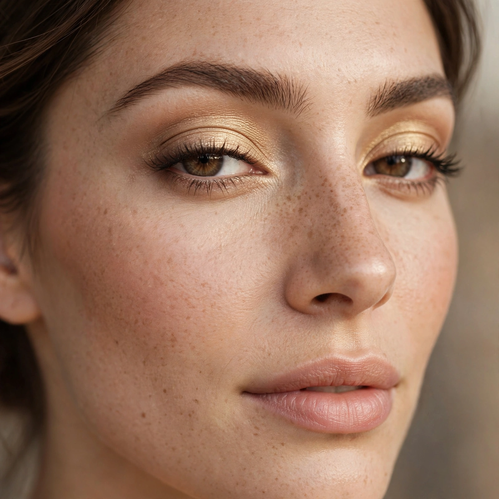Soft gold daytime eyeshadow
