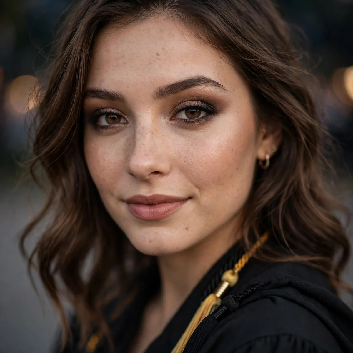 Graduate with a soft smokey eye for evening graduation celebrations