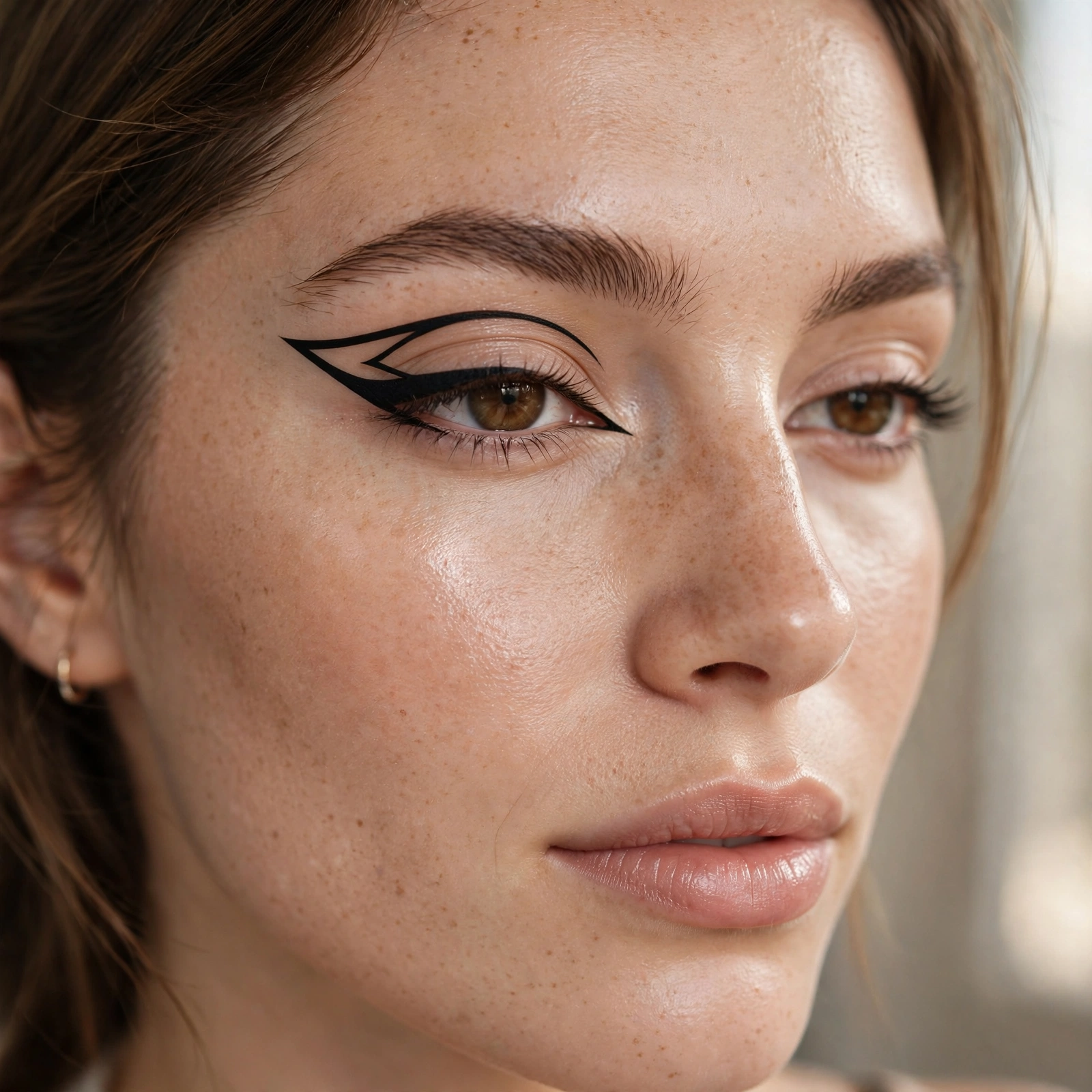 Negative space winged eyeliner