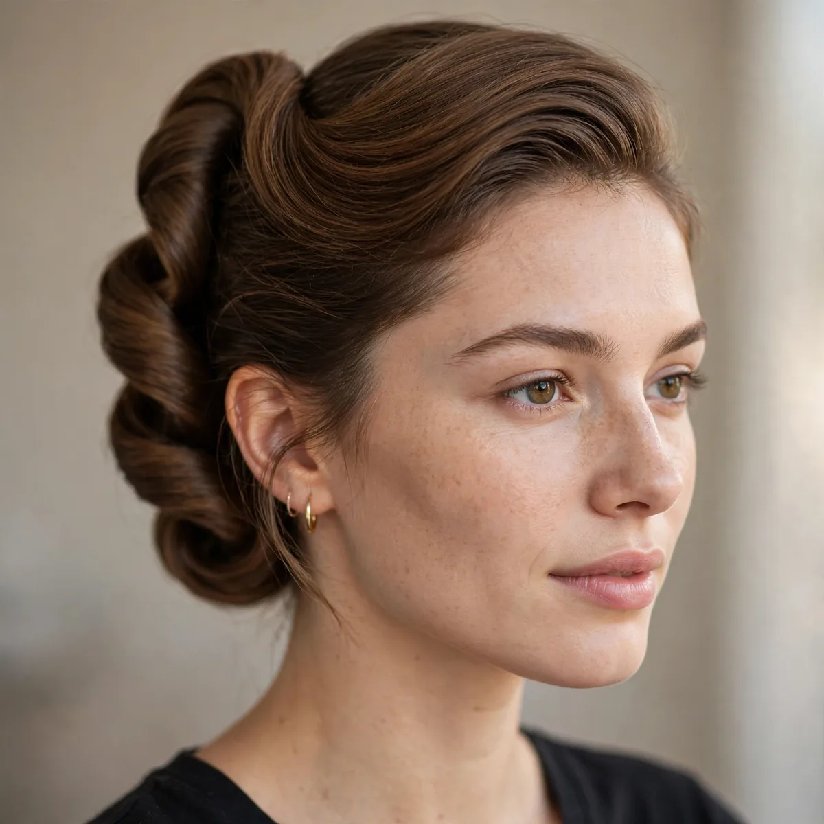 French twist updo on medium length hair