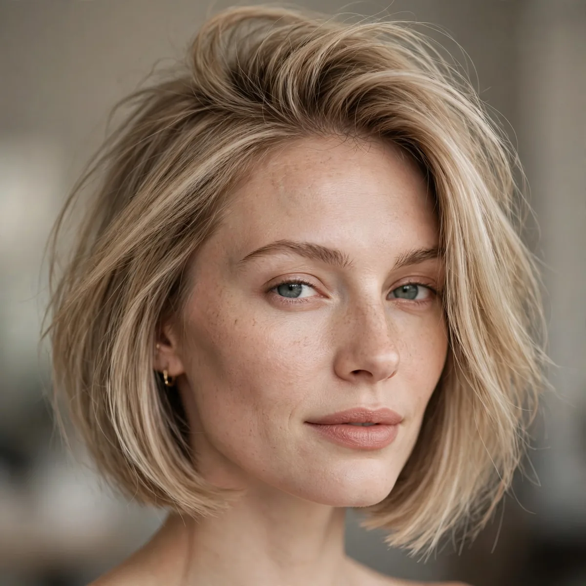 A-line bob with volume at the crown for thin fine hair
