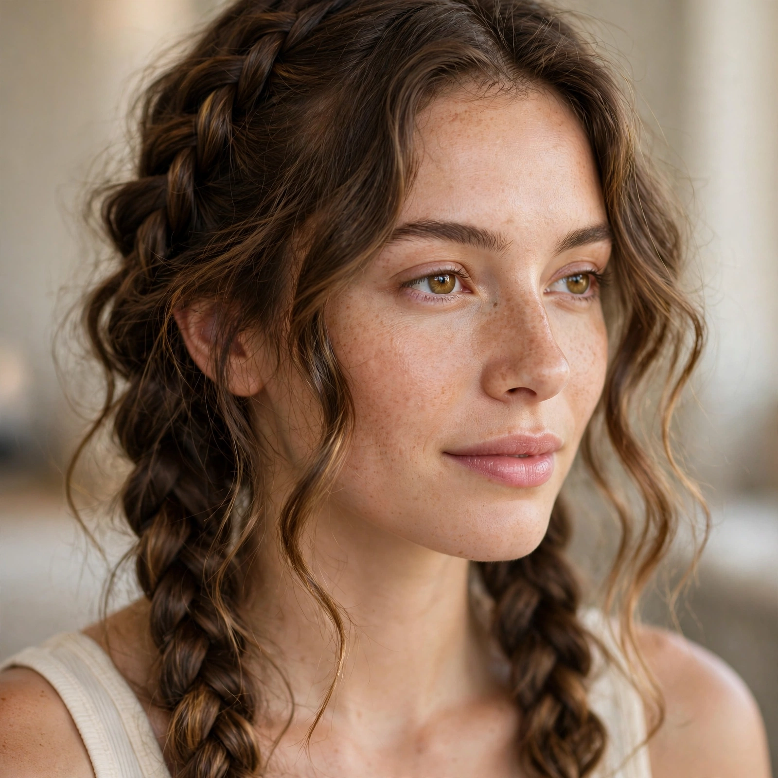 Double French braids worn overnight for waves