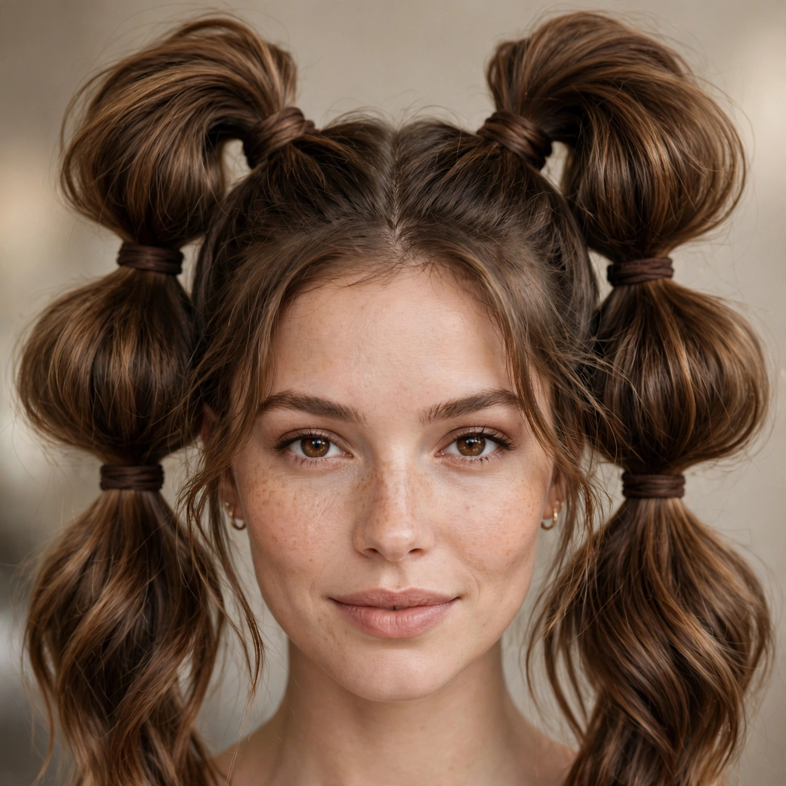 Double stacked high ponytails for extra fullness