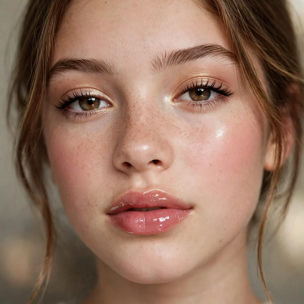 Teen with high-shine glossy lips and fresh hoco makeup