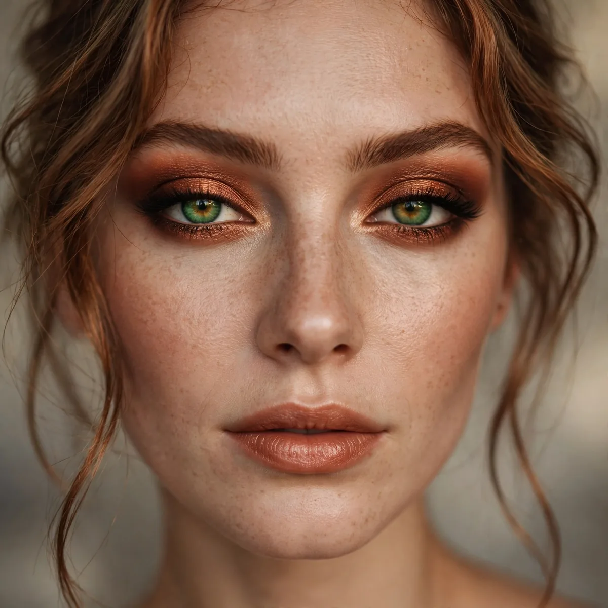 Green eyes with gold glitter winged eyeliner