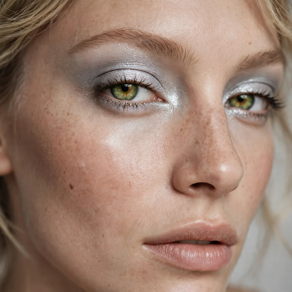 Green eyes with copper smokey eyeshadow for evening