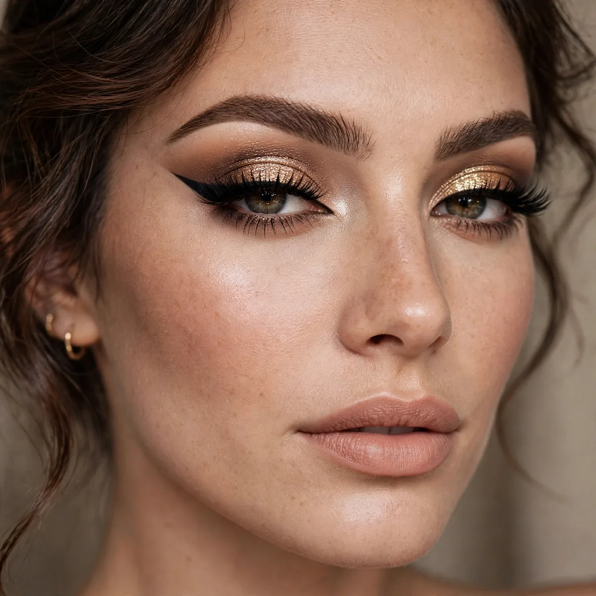 Sharp cut crease eyeshadow in Hollywood glam style