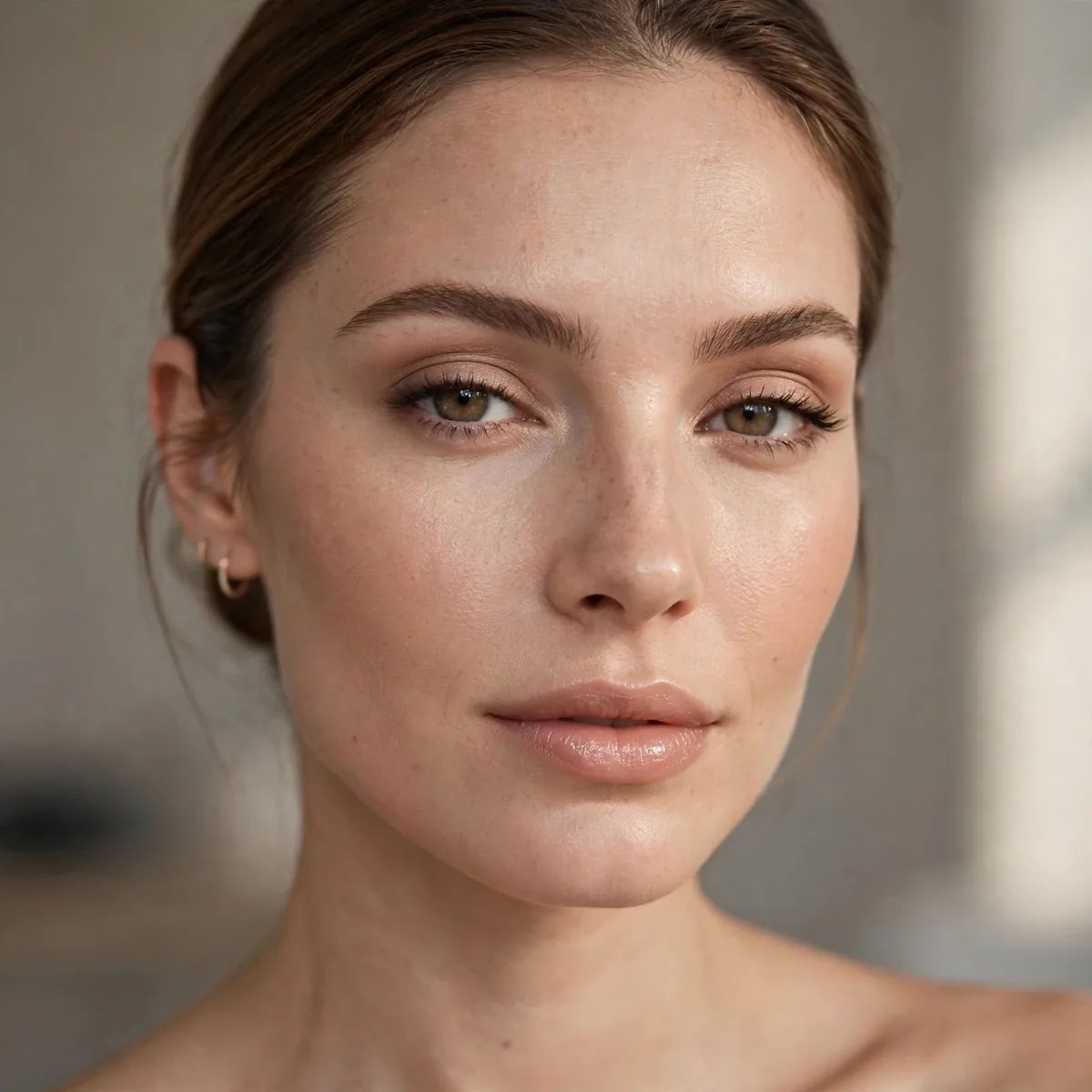 Minimalist nude Hollywood glam makeup look