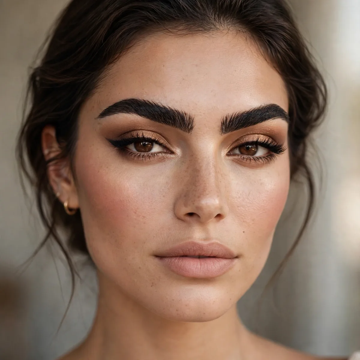 Hollywood glam with bold defined eyebrows