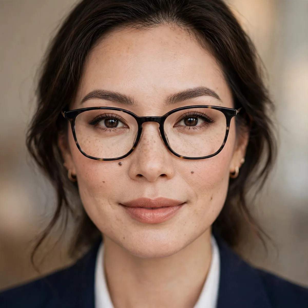 Interview makeup designed for women who wear glasses