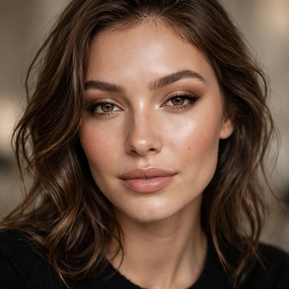 Soft glam interview makeup with glowing skin and defined eyes