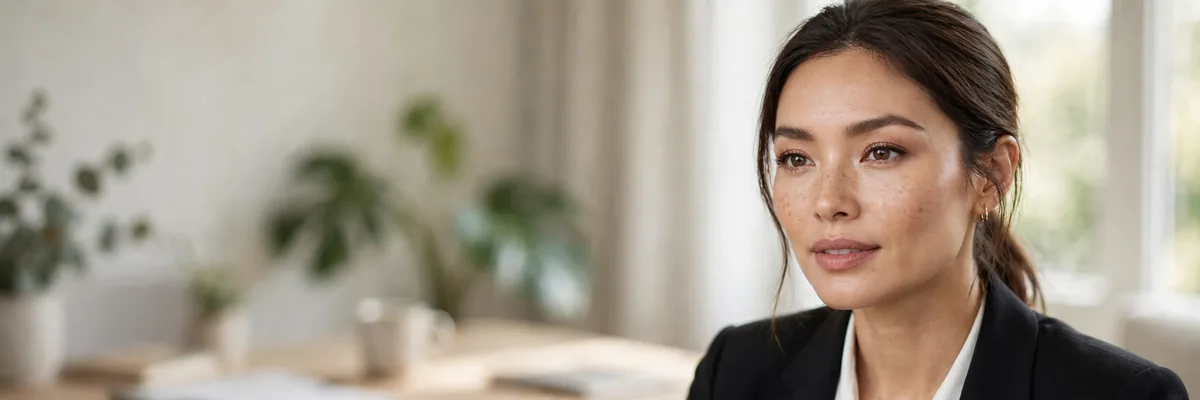 Professional woman with polished natural interview makeup
