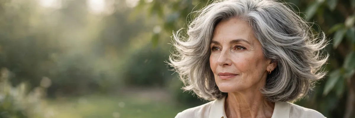 Older woman with a voluminous layered bob haircut full of movement and shine