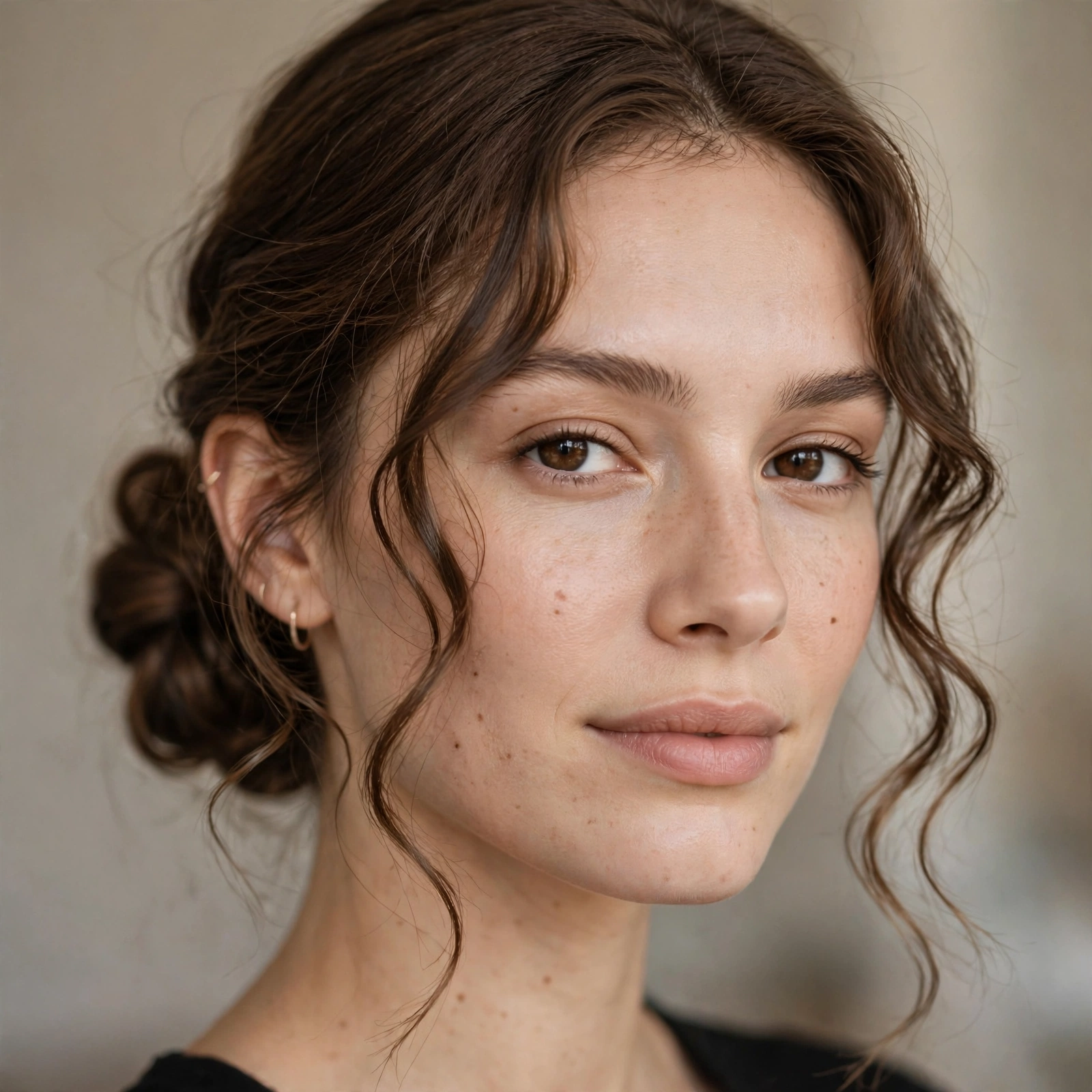 Low bun with face-framing curls