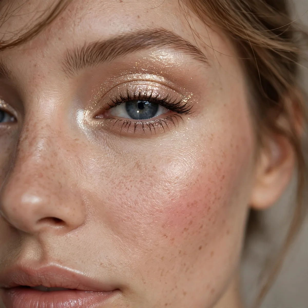 Champagne shimmer eyeshadow look