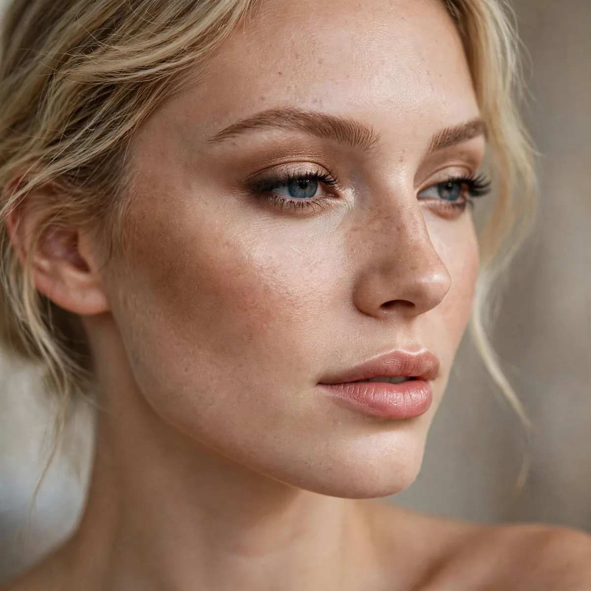 Subtle bronzer contour on fair skin
