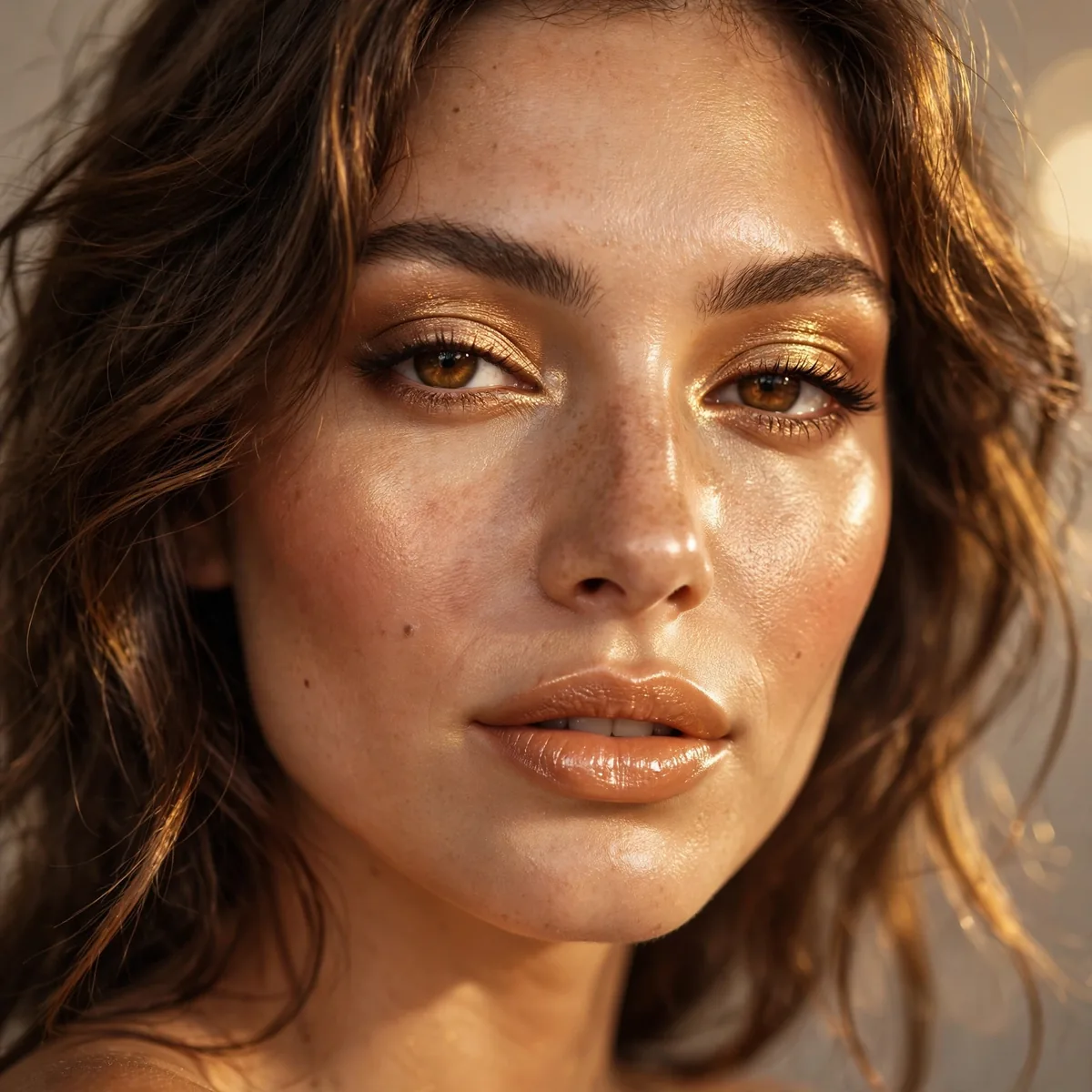 Warm golden glow makeup look