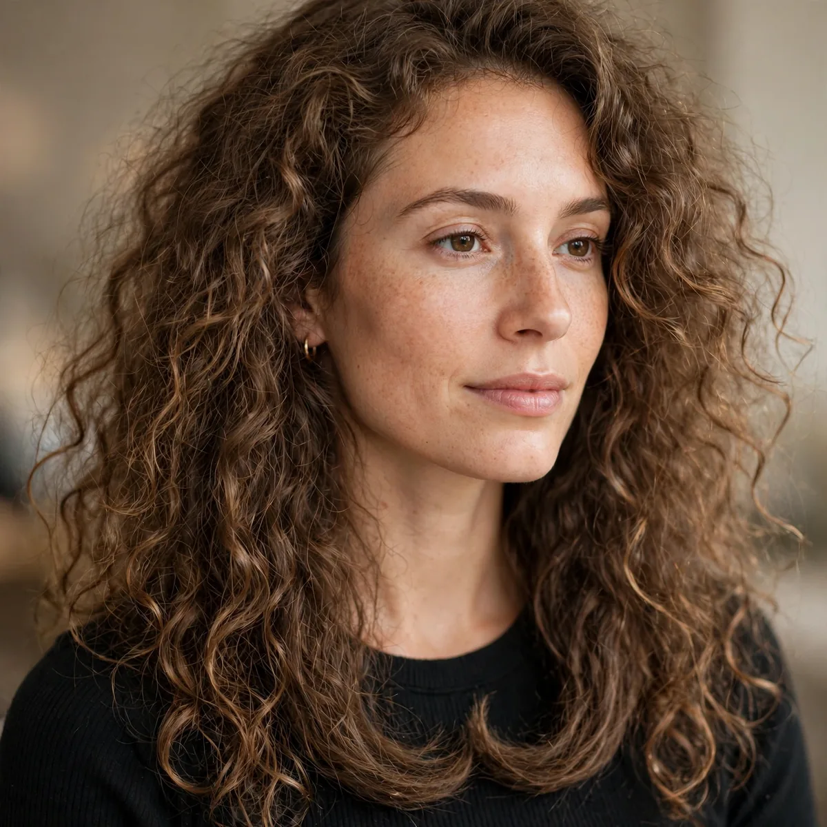 U-shaped haircut on long frizzy hair