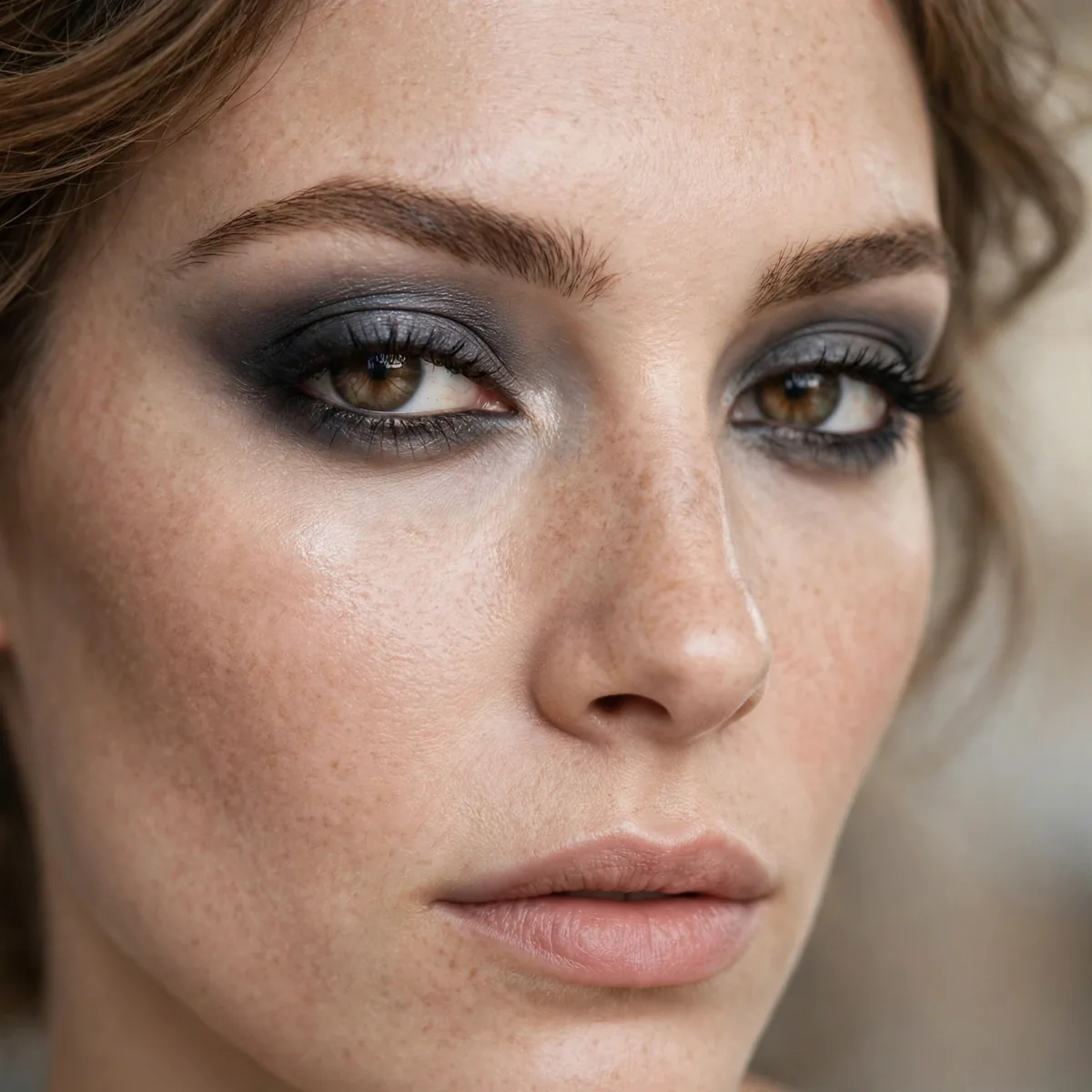 Graphite gray smoky eye makeup