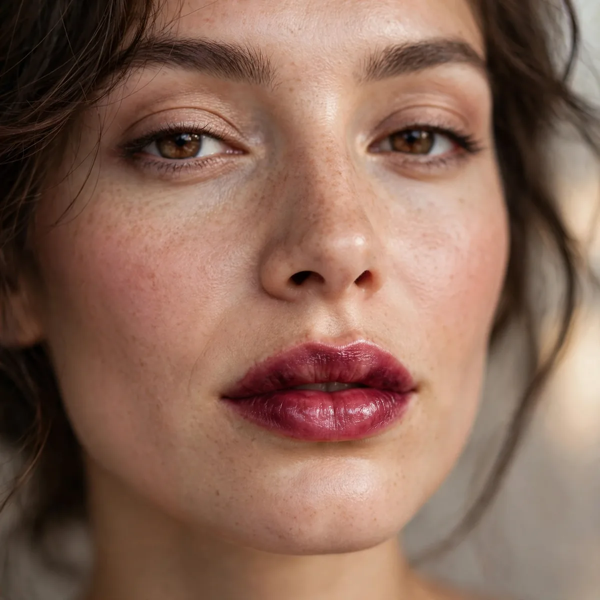 Berry stained lips makeup look
