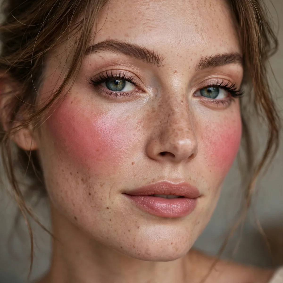 Rosy blush-focused makeup look