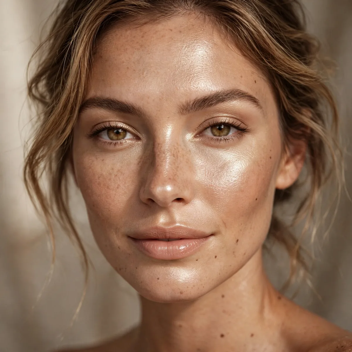 Champagne glow highlighter makeup look