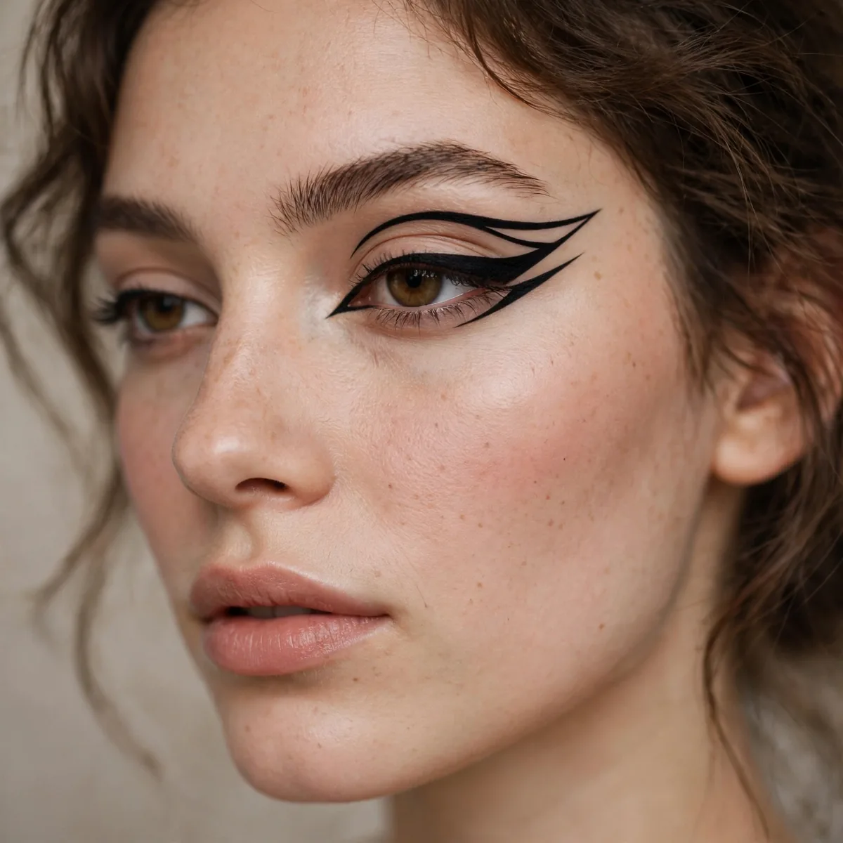 Graphic black winged eyeliner look