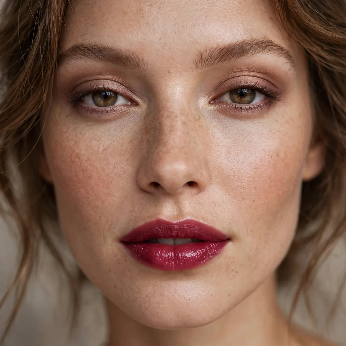 Berry lips with soft eye makeup