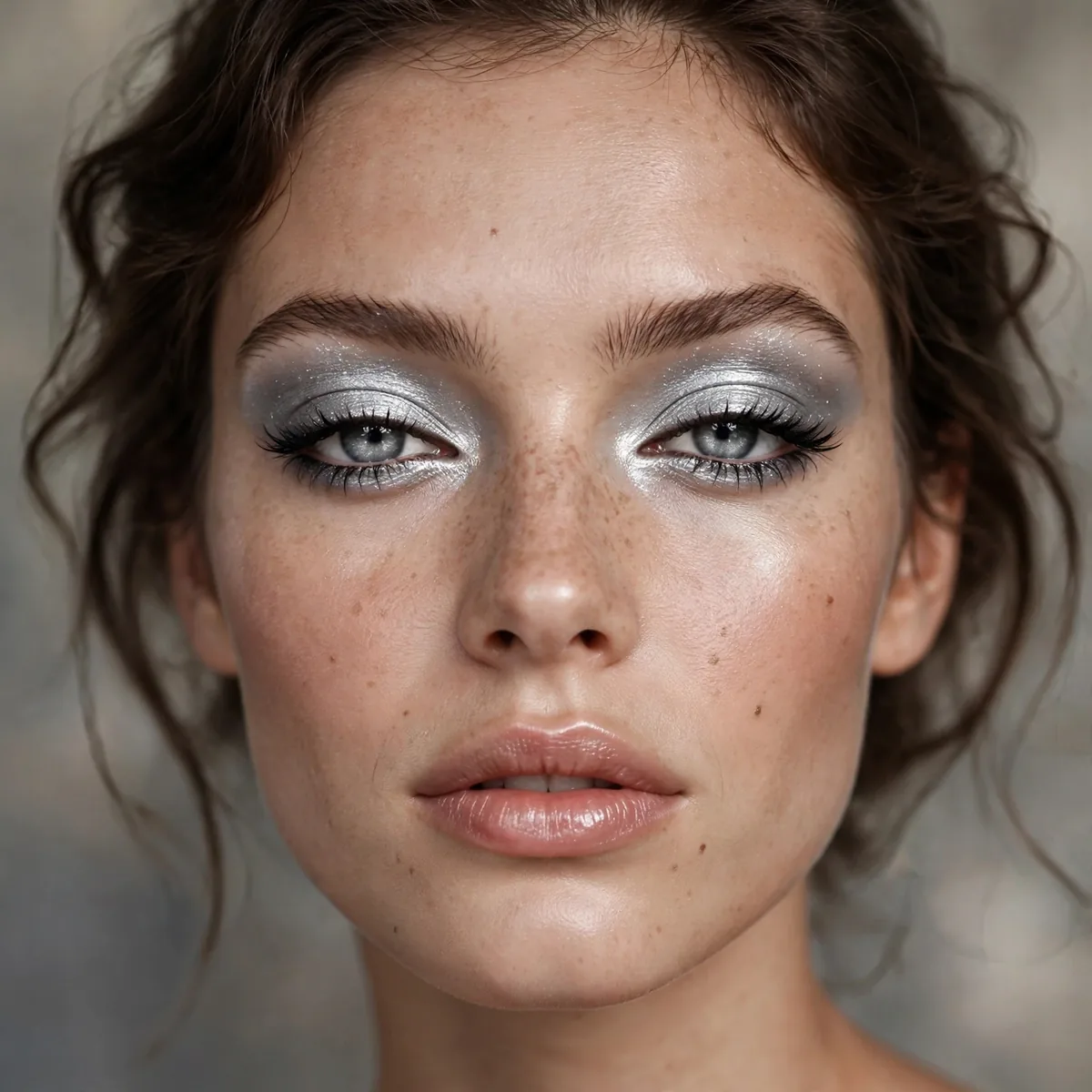 Silver metallic eyeshadow look