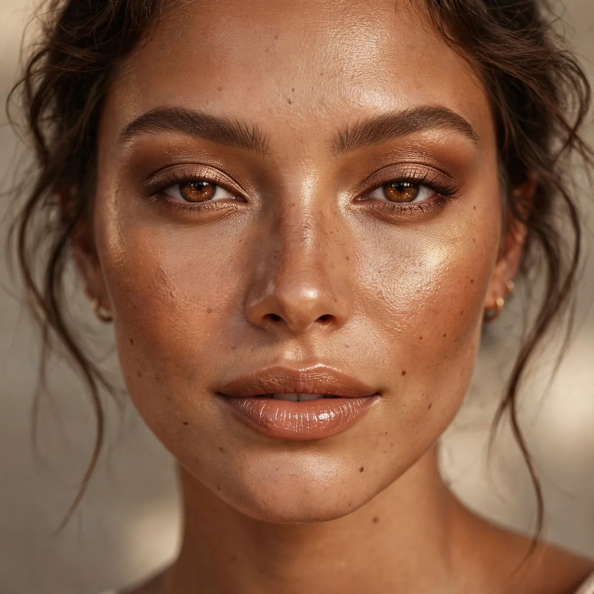 Bronzed skin makeup look