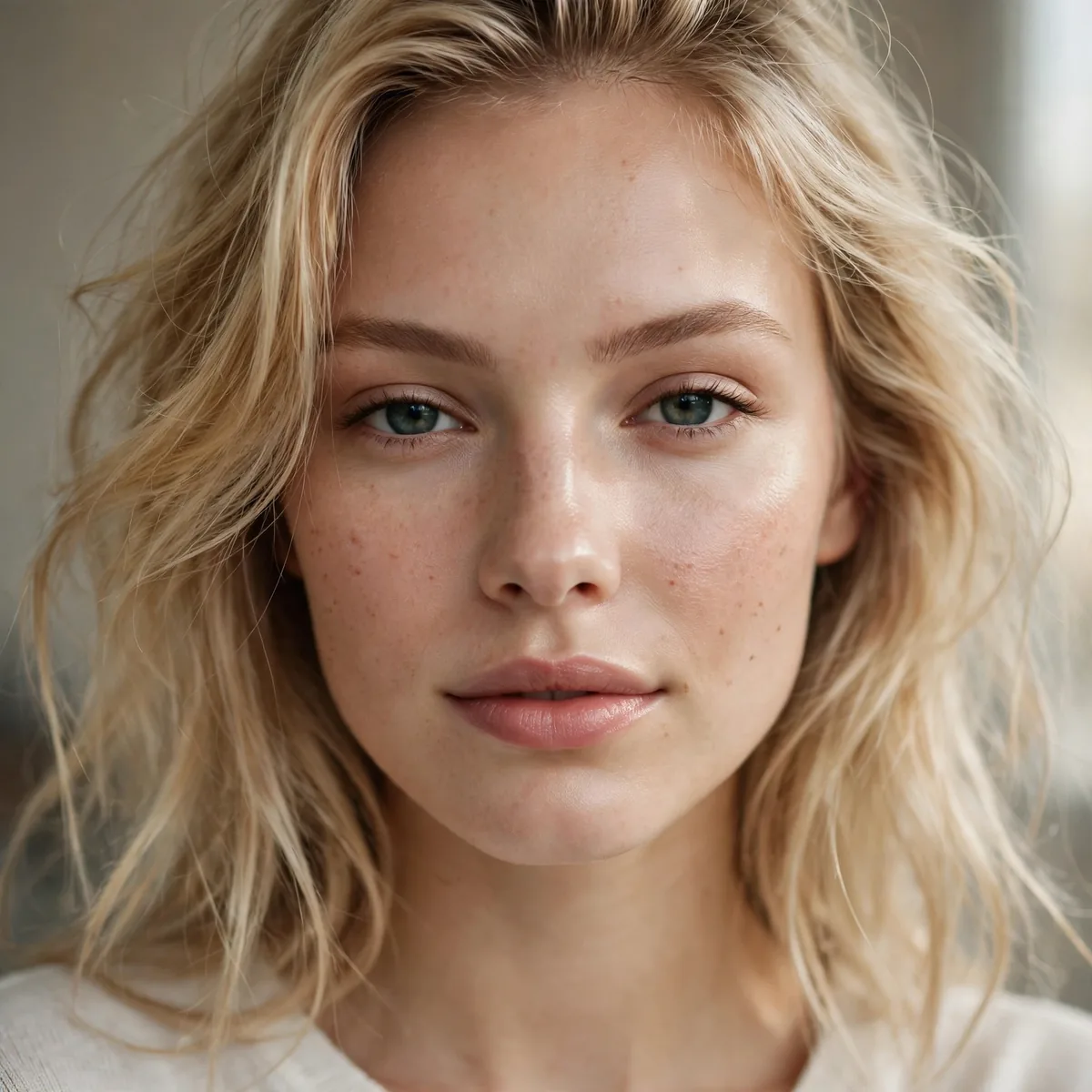 Fresh minimal makeup with blonde hair