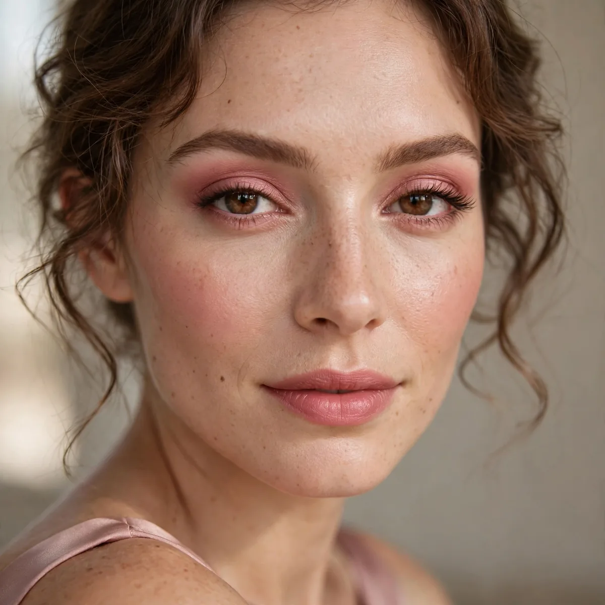 Monochromatic rose wedding guest makeup
