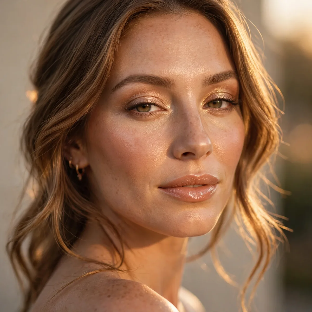 Golden hour glow wedding guest makeup