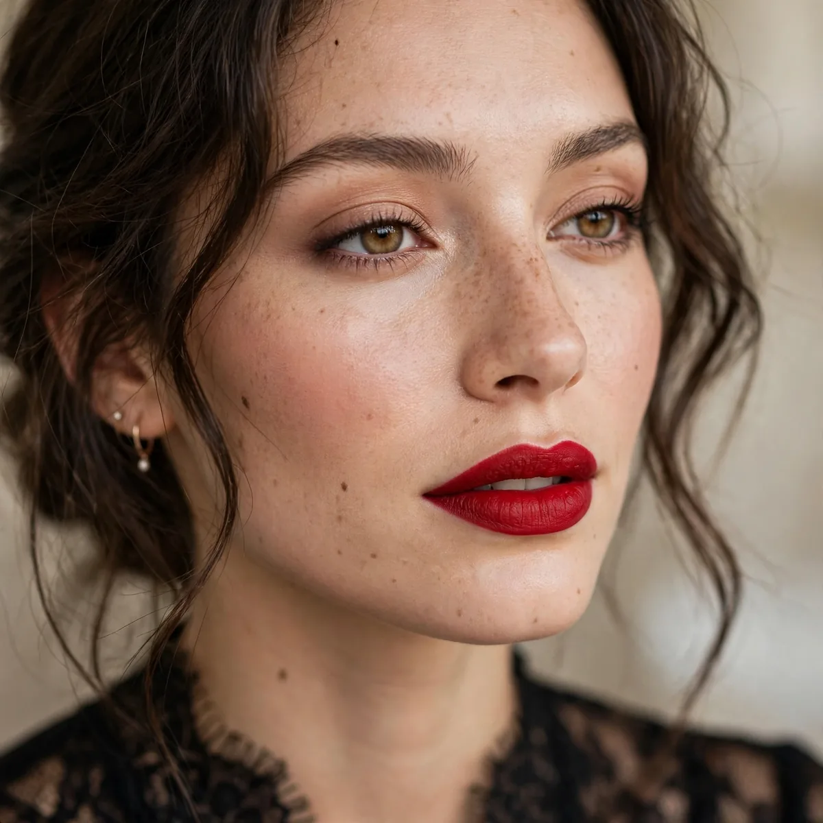 Classic red lip wedding guest makeup