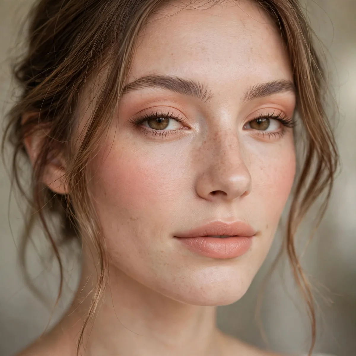 Soft peach fresh wedding guest makeup
