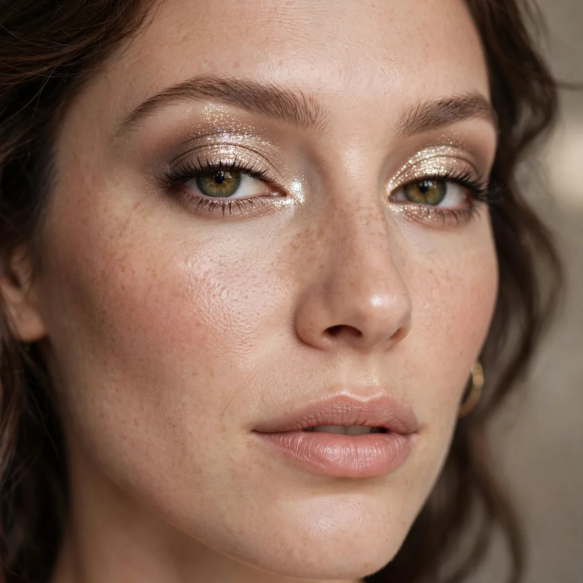 Shimmer eyeshadow accent wedding guest makeup