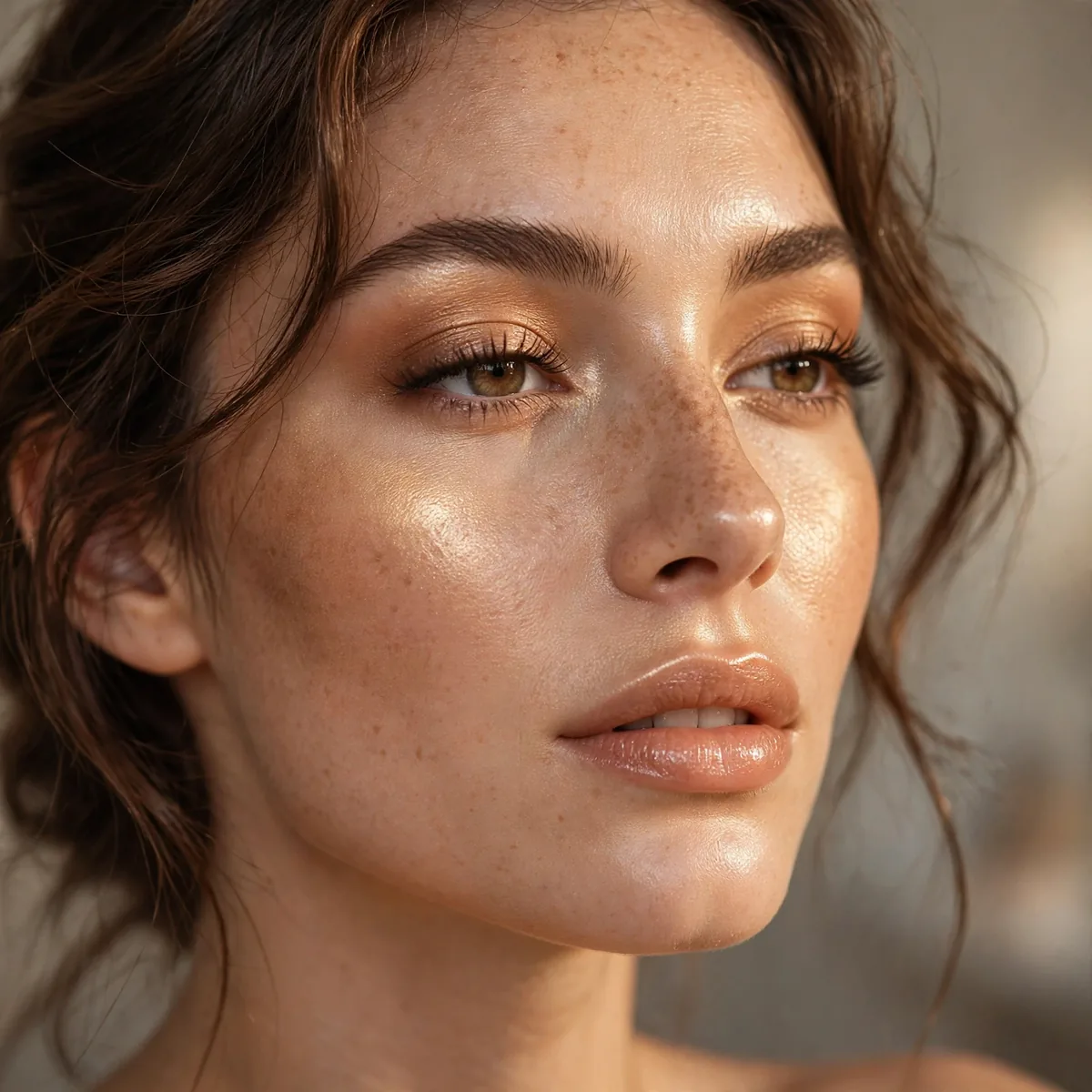 Honey-toned highlighter glow