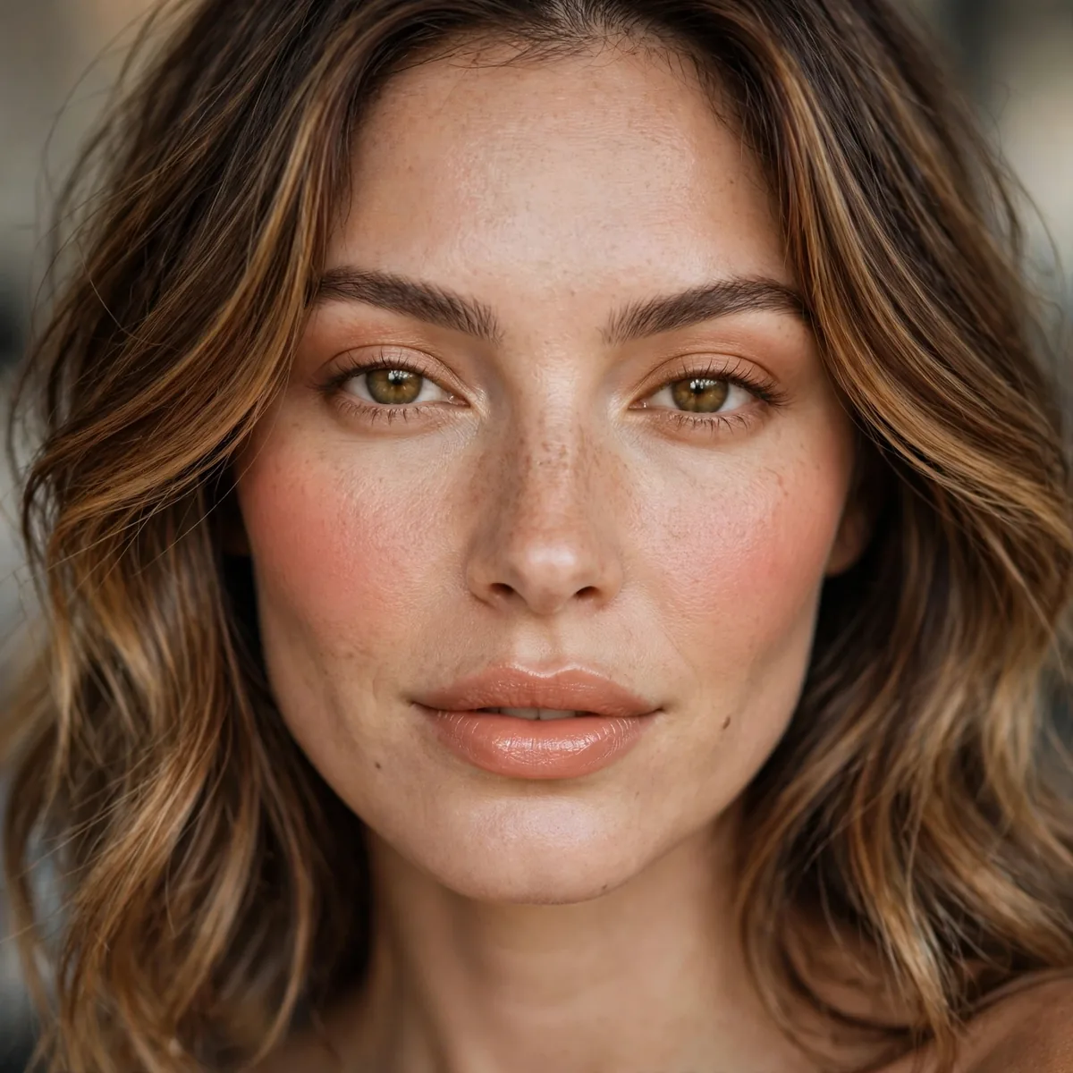 Apricot blush with caramel balayage
