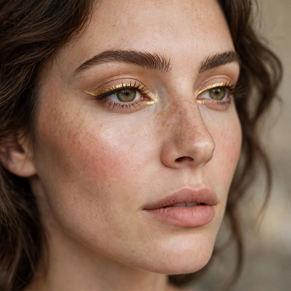 Gold eyeliner accent look