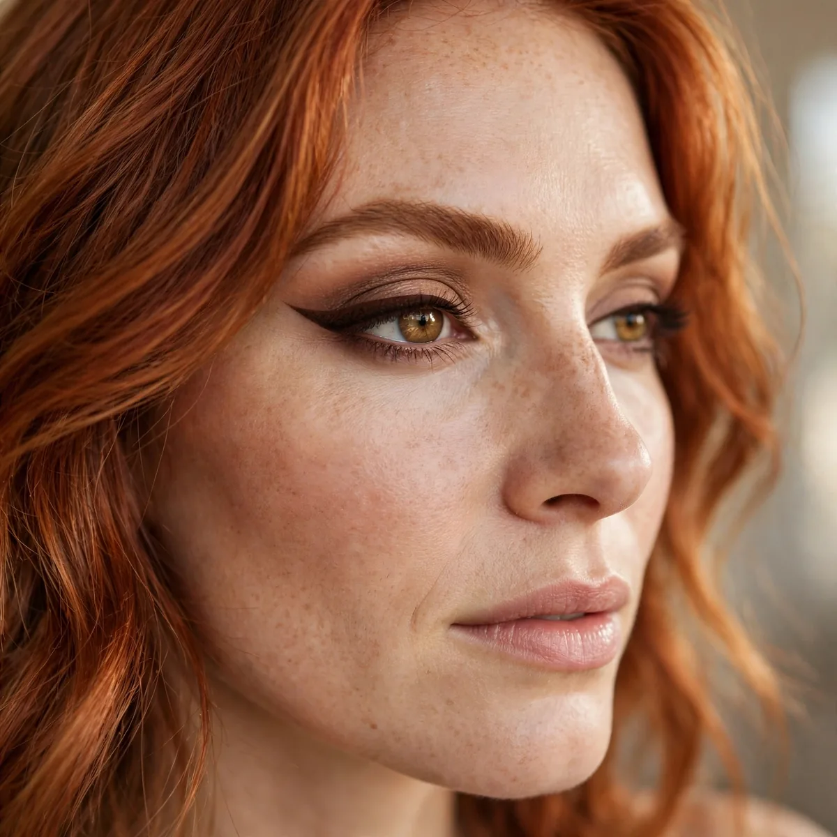 Espresso eyeliner with copper hair