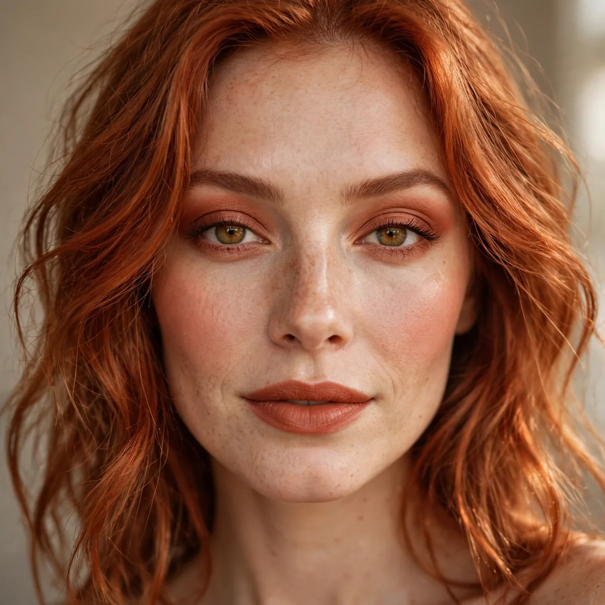 Terracotta makeup harmony with copper hair