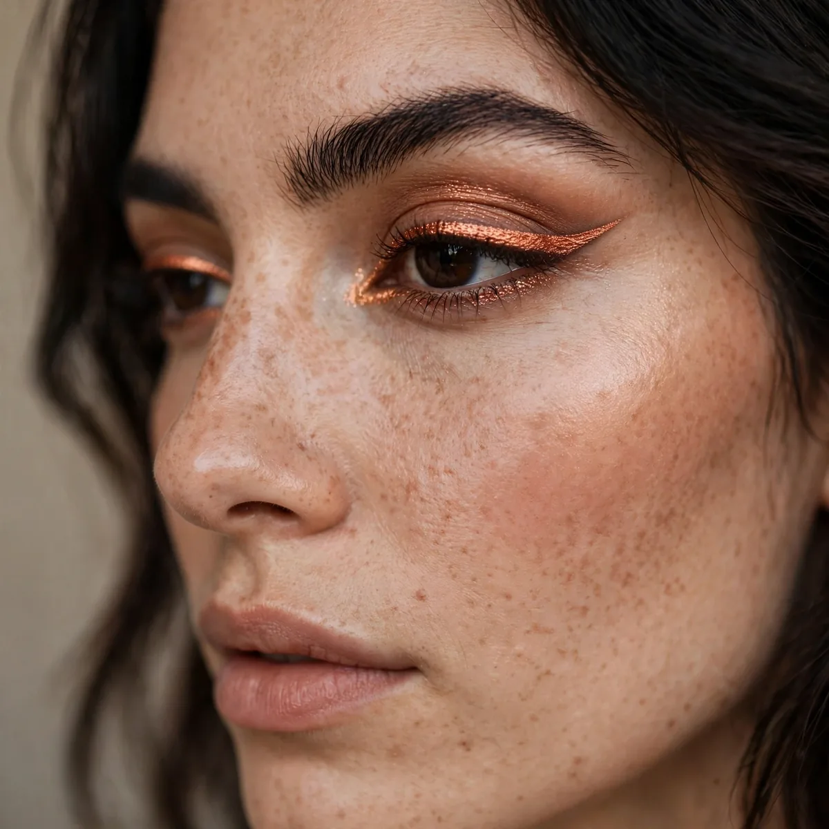 Copper penny eyeliner look
