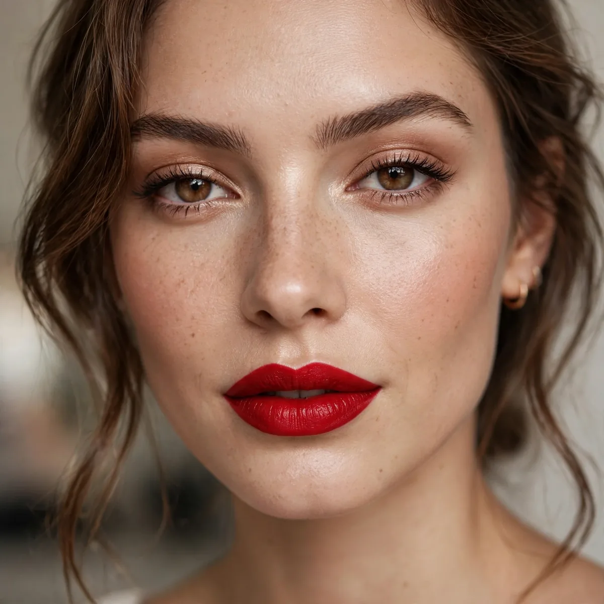 Classic red lip for photoshoot